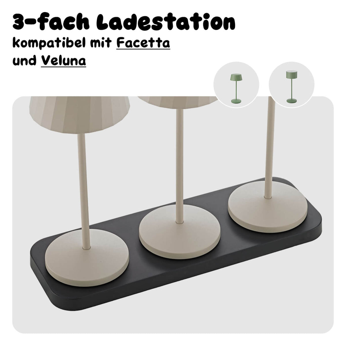 Kompatibilität des Sigor Multichargers für Facetta und Veluna (3-fach)