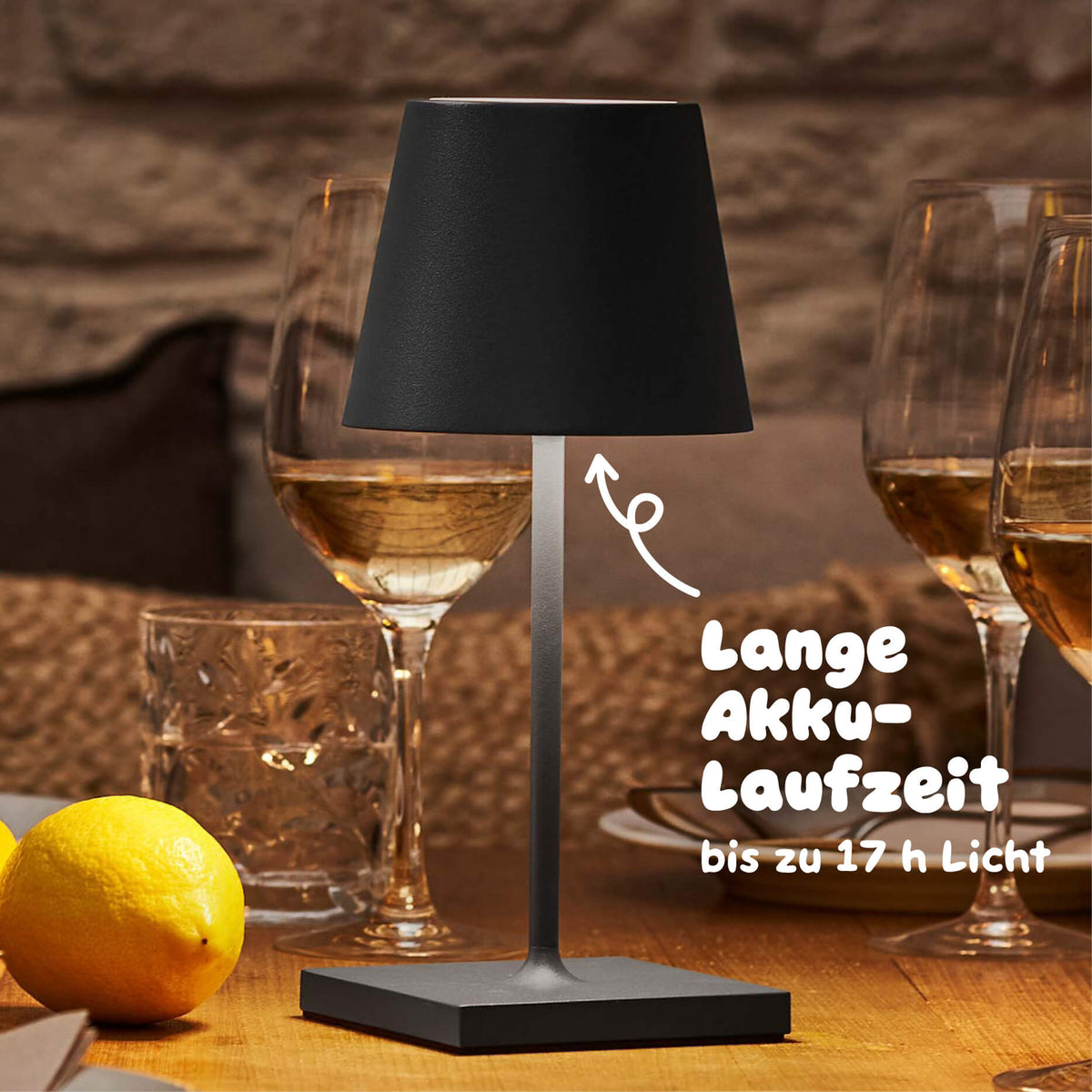 Lange Akku-Laufzeit: Sigor Nuindie Mini Akku-Tischleuchte in #Farbe_Graphitgrau
