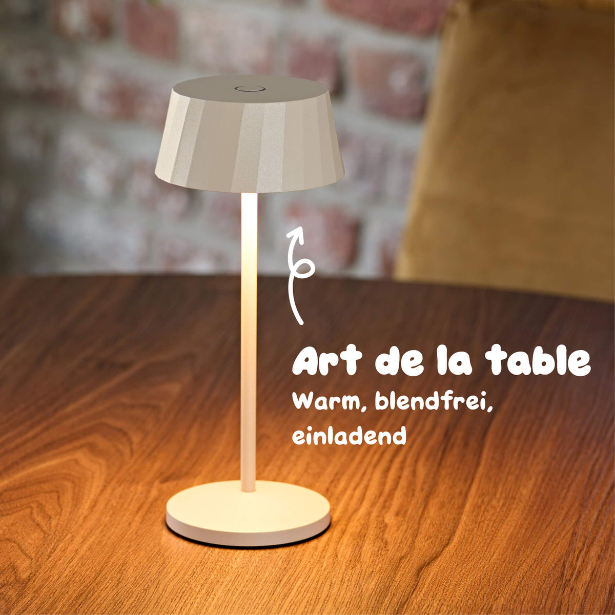 Sigor Facetta Remote Tischleuchte mit warmem blendfreiem Licht nach unten #Farbe_Dünenbeige