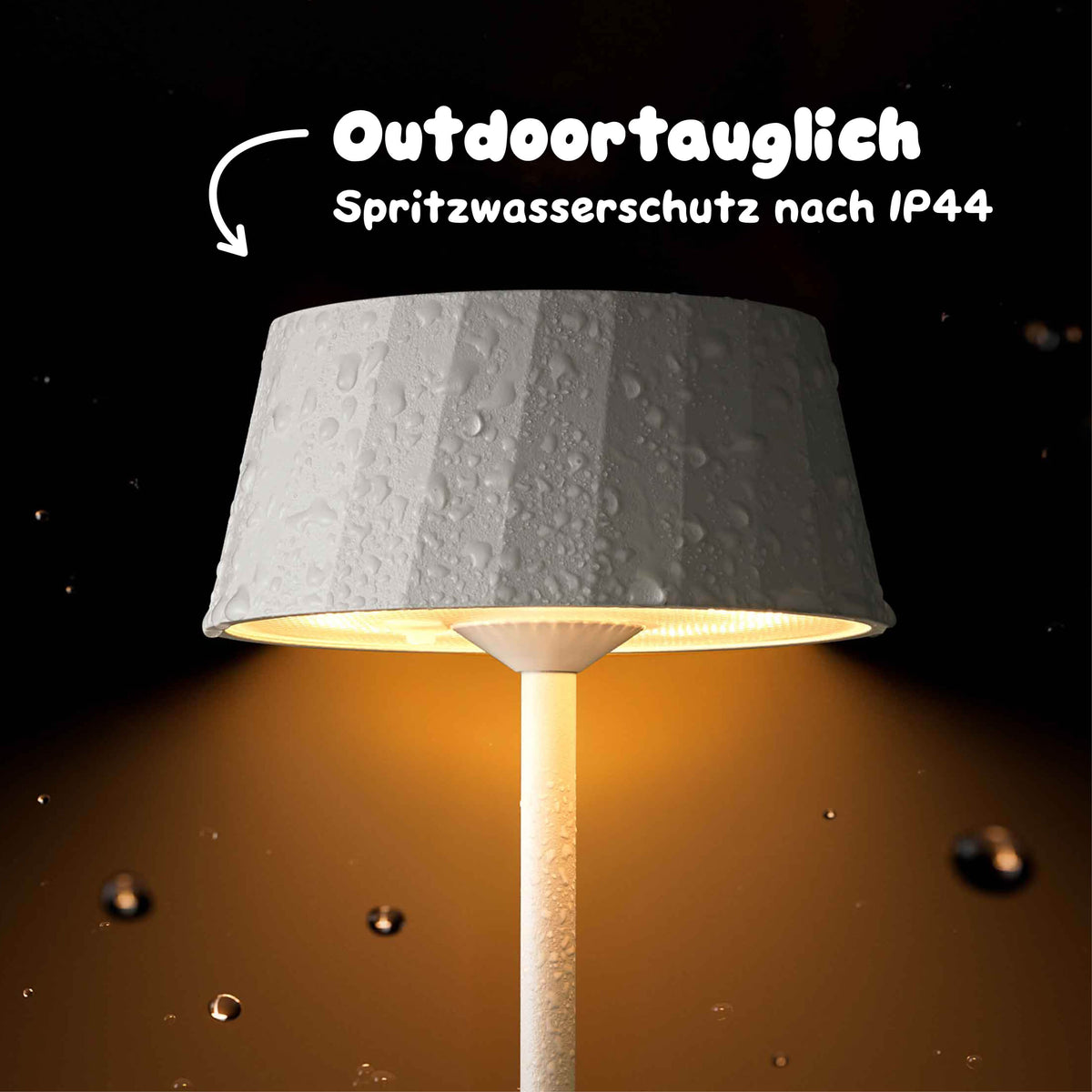 Sigor Facetta Akku-Leuchte mit IP44 Spritzwasserschutz outdoortauglich