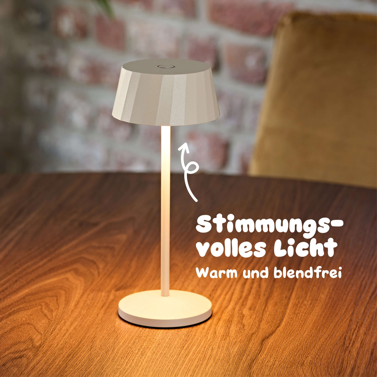 Sigor Facetta Tischleuchte mit warmem blendfreiem Licht nach unten #Farbe_Dünenbeige