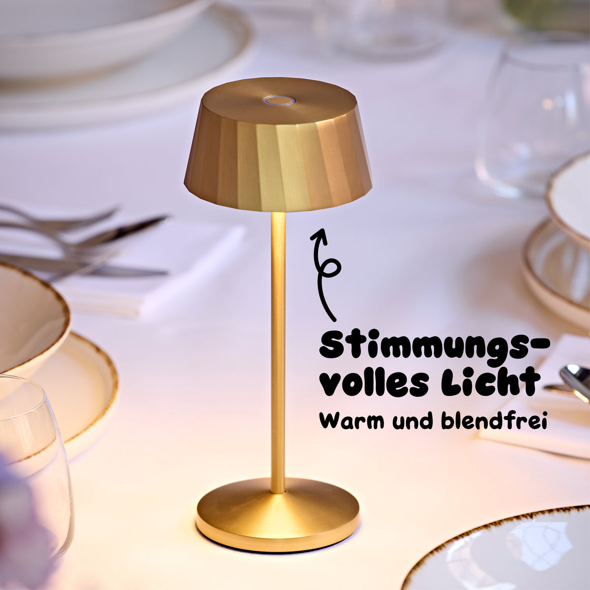 Sigor Facetta Tischleuchte mit warmem blendfreiem Licht nach unten #Farbe_Gold