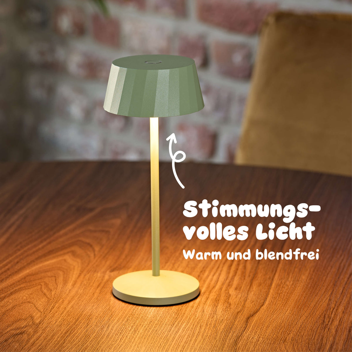 Sigor Facetta Tischleuchte mit warmem blendfreiem Licht nach unten #Farbe_Salbeigrün