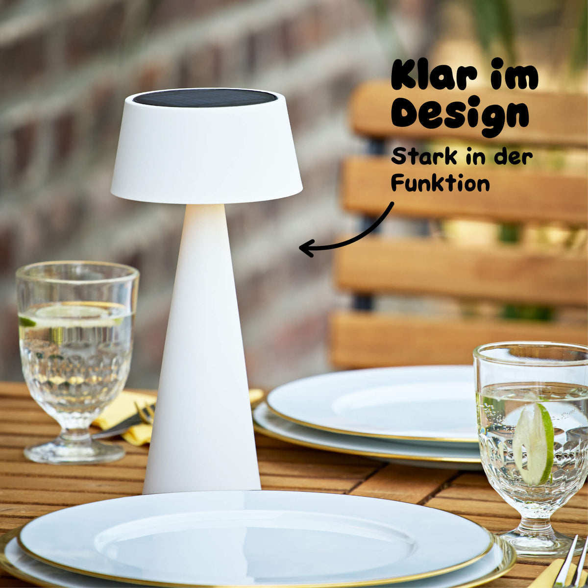 Das klare Design der Sigor Solino Akku LED Solarleuchte in der #Farbe_Schneeweiss