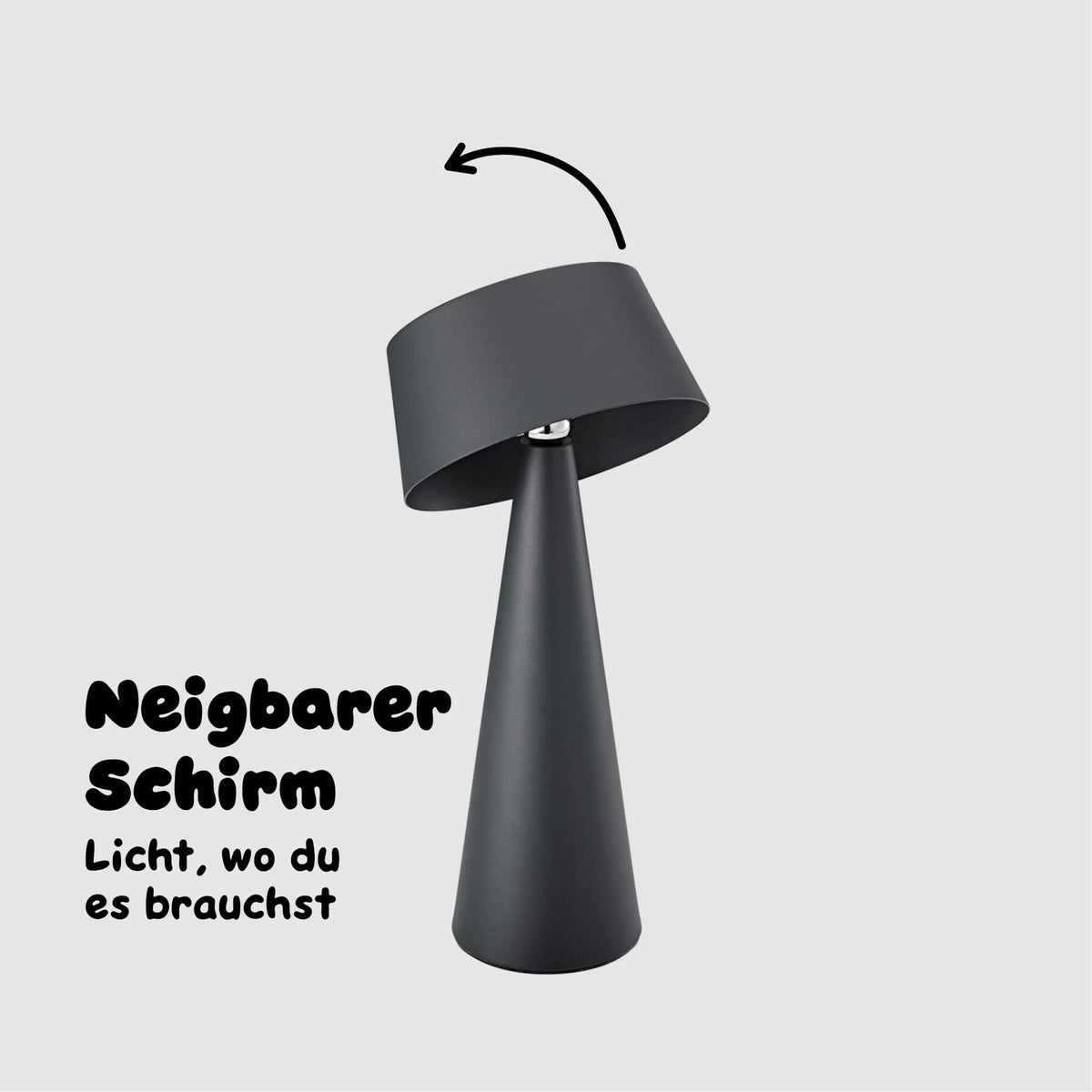 Neigbarer Schirm der Sigor Solino Akku LED Solarleuchte in der #Farbe_Graphitgrau