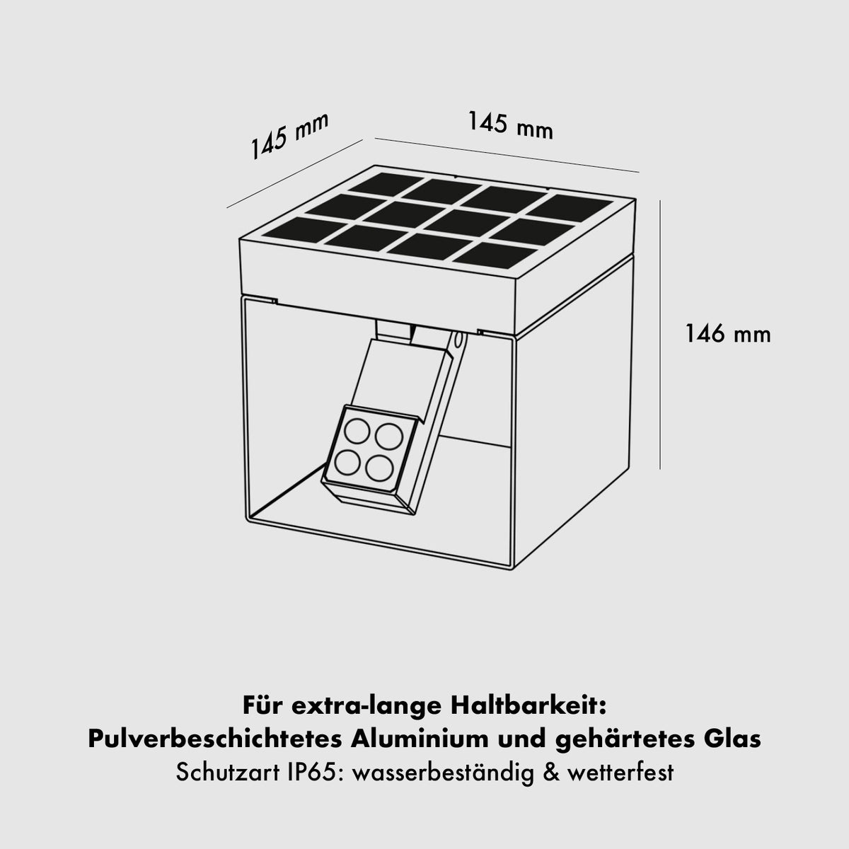 Die Spezifikationen der Klewe Alea Akku-Solarleuchte für den Garten