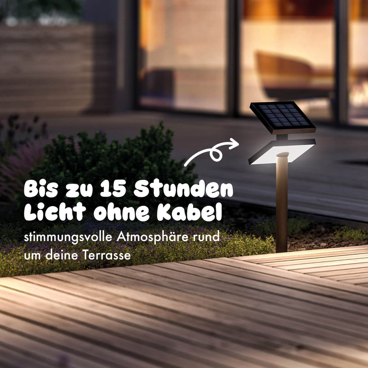 Bis zu 15 Stunden Licht ohne Kabel mit der Klewe Heliostepper Akku-Solarleuchte 