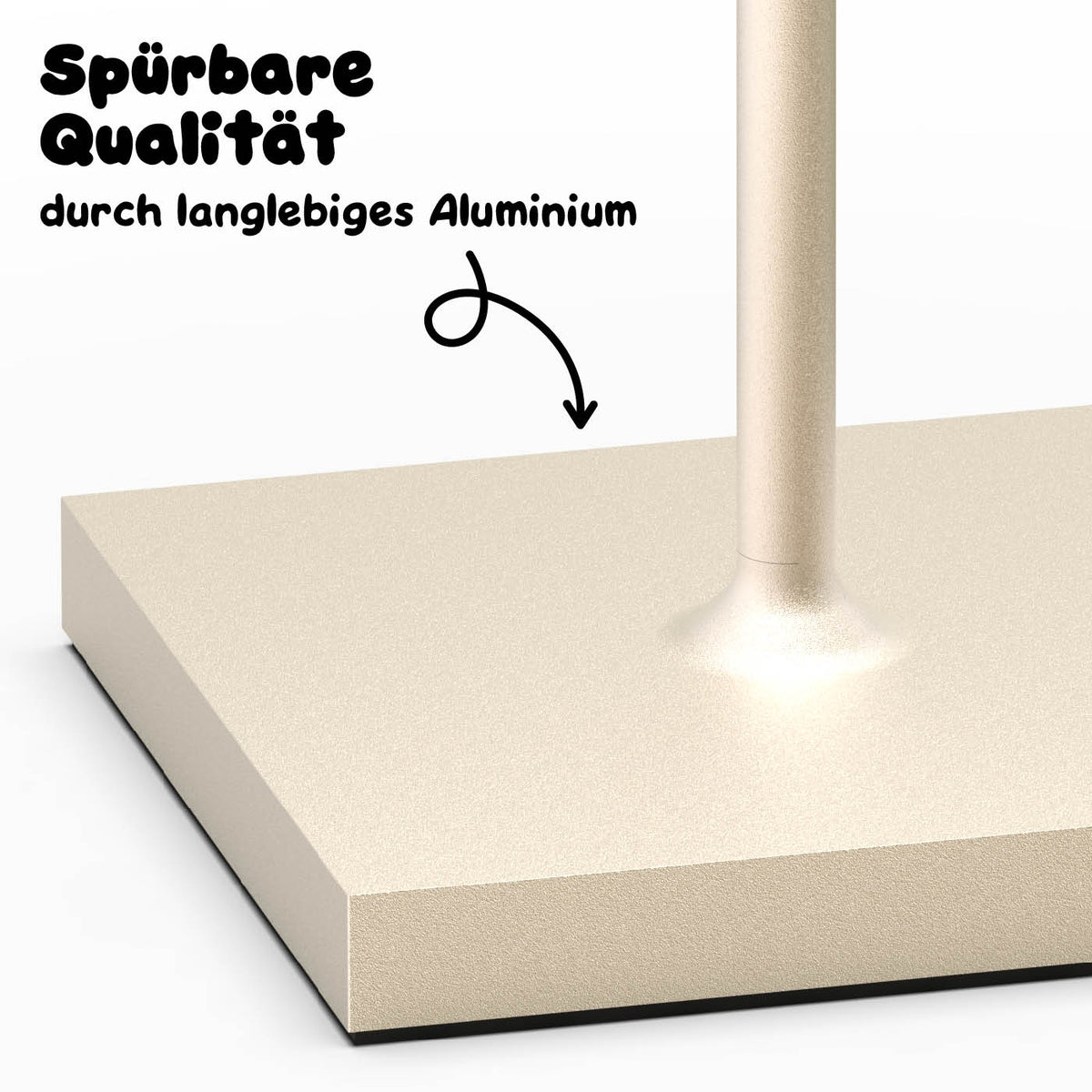 Hochwertiges Aluminium: Sigor Nuindie Akku-Tischleuchte in #Farbe_Dünenbeige