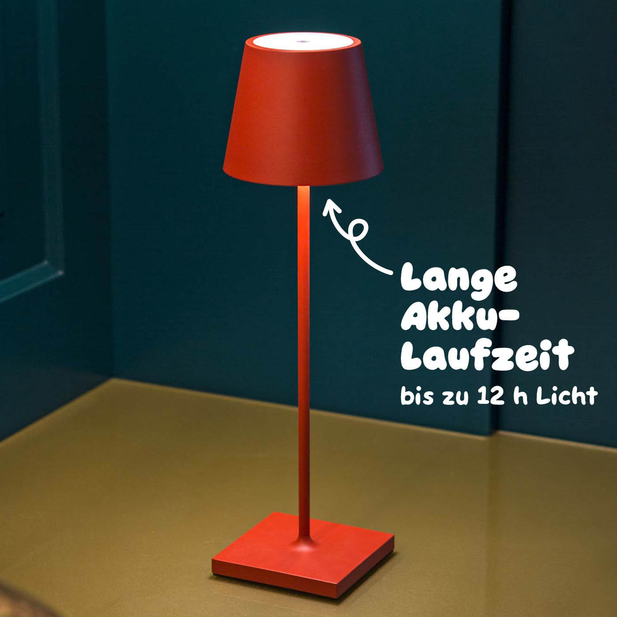 12 Stunden Akku: Sigor Nuindie Akku-Tischleuchte in #Farbe_Feuerrot