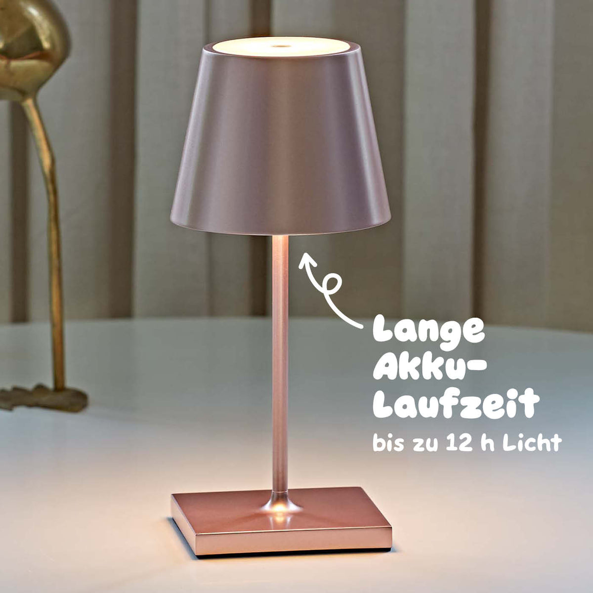 Lange Akkulaufzeit: Sigor Nuindie Mini Akku-Tischleuchte, eloxiert in #Farbe_Roségold