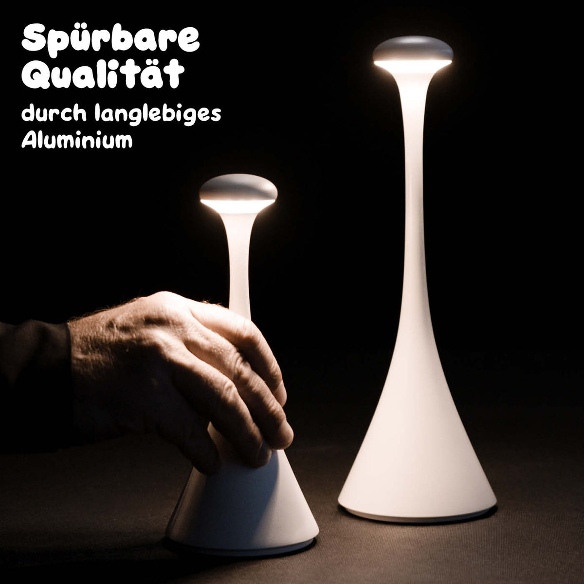 Sigor Nudrop mini Akku-Tischleuchte aus hochwertigem Aluminium