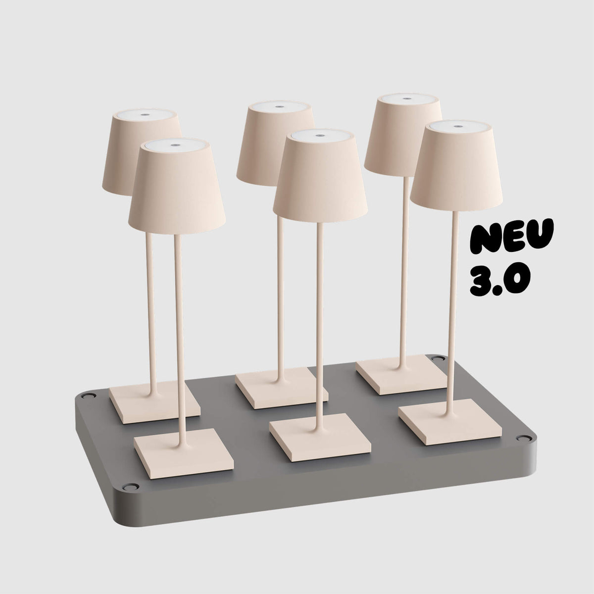 Sigor Nuindie 3.0 Akku-Tischleuchte in 6er Set mit Ladestation in  #Farbe_Dünenbeige