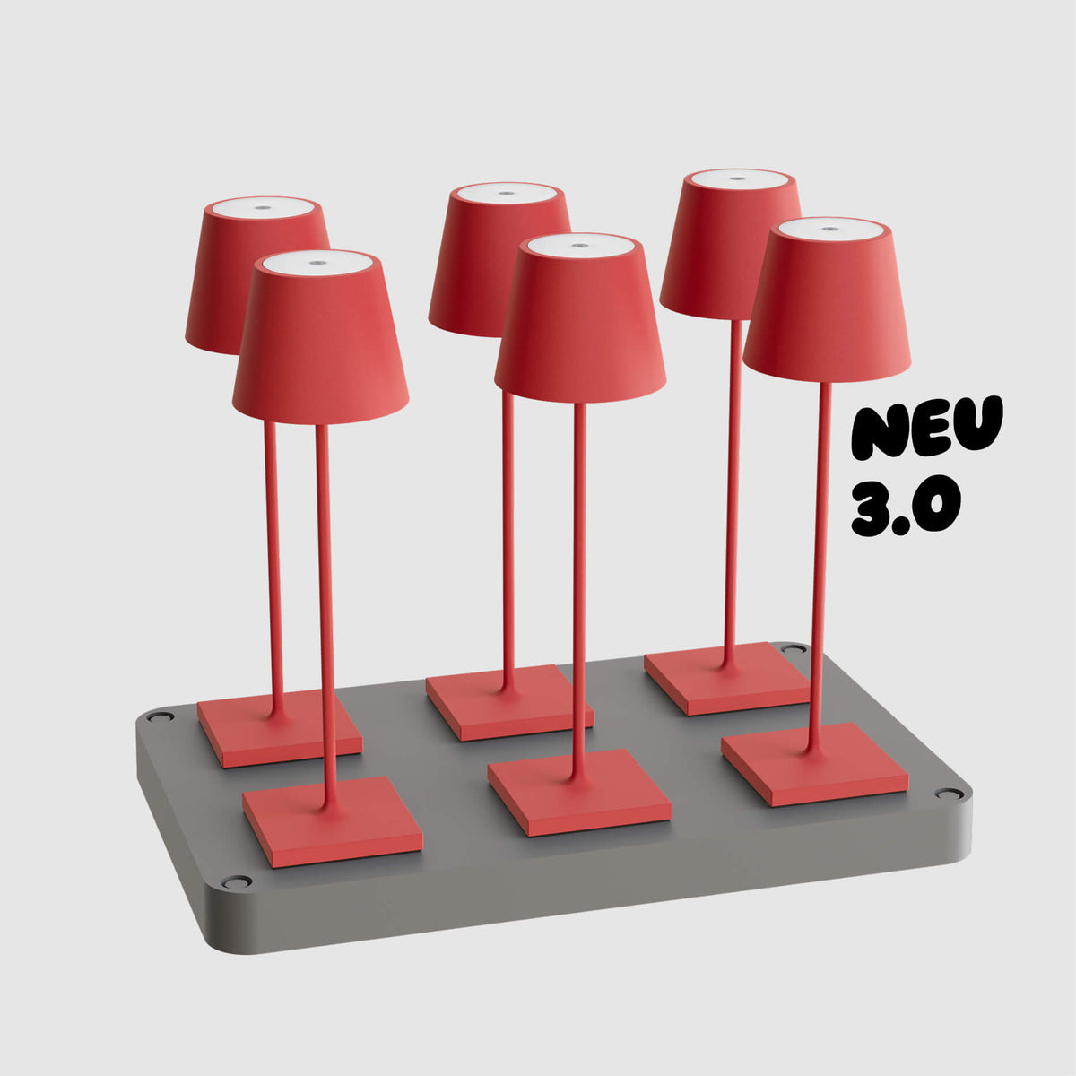 Sigor Nuindie 3.0 Akku-Tischleuchte als 6er-Set mit Ladestation in #Farbe_Feuerrot