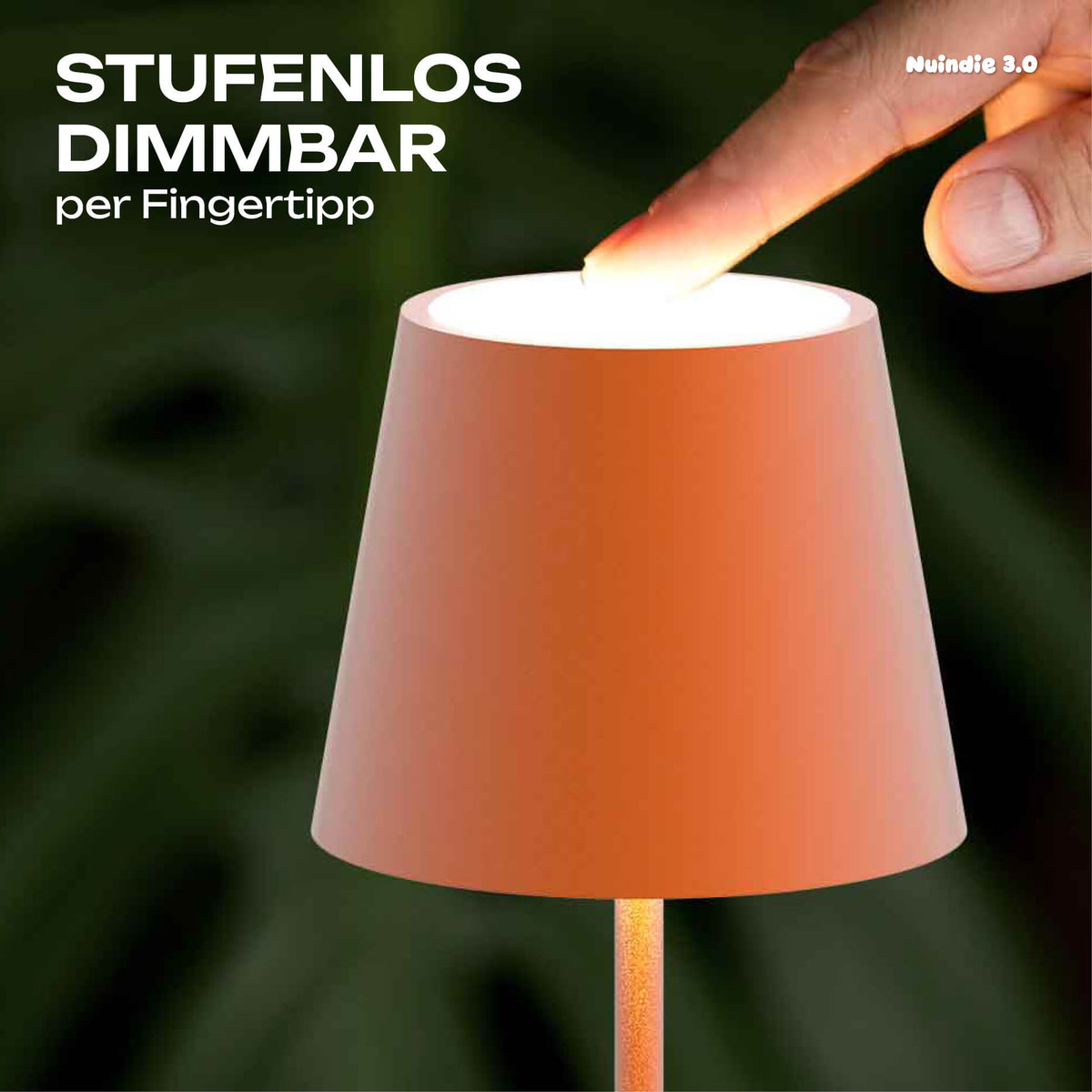 Stufenlos dimmbar: Sigor Nuindie 3.0 Akku-Tischleuchte in #Farbe_Glutorange