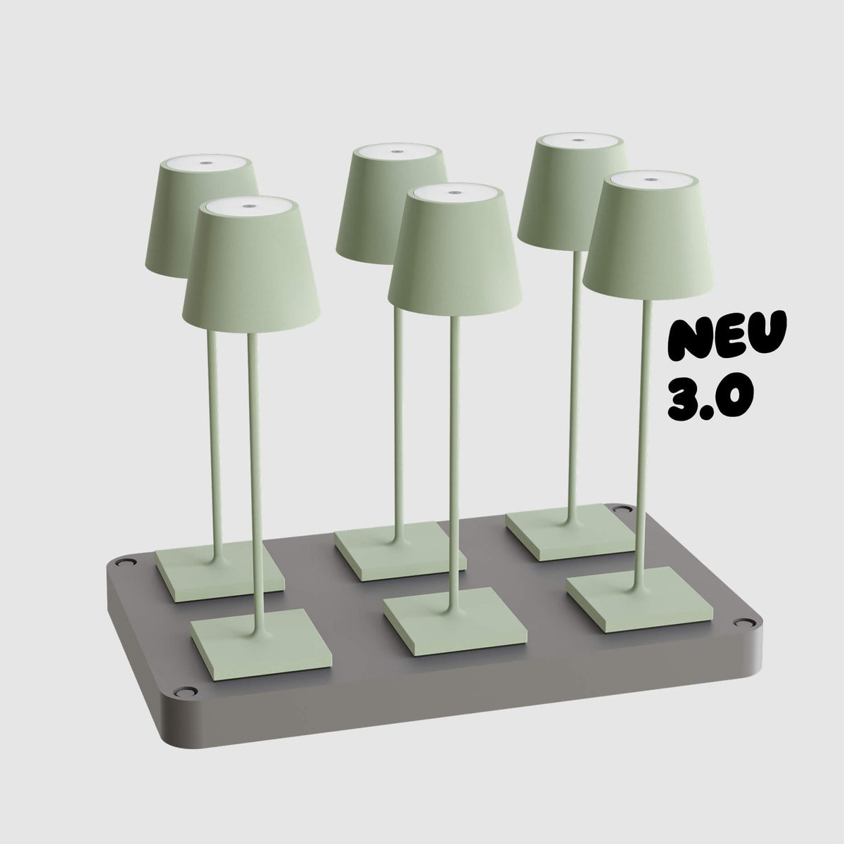 Sigor Nuindie 3.0 Akku-Tischleuchte als 6er-Set mit Ladestation in #Farbe_Salbeigrün