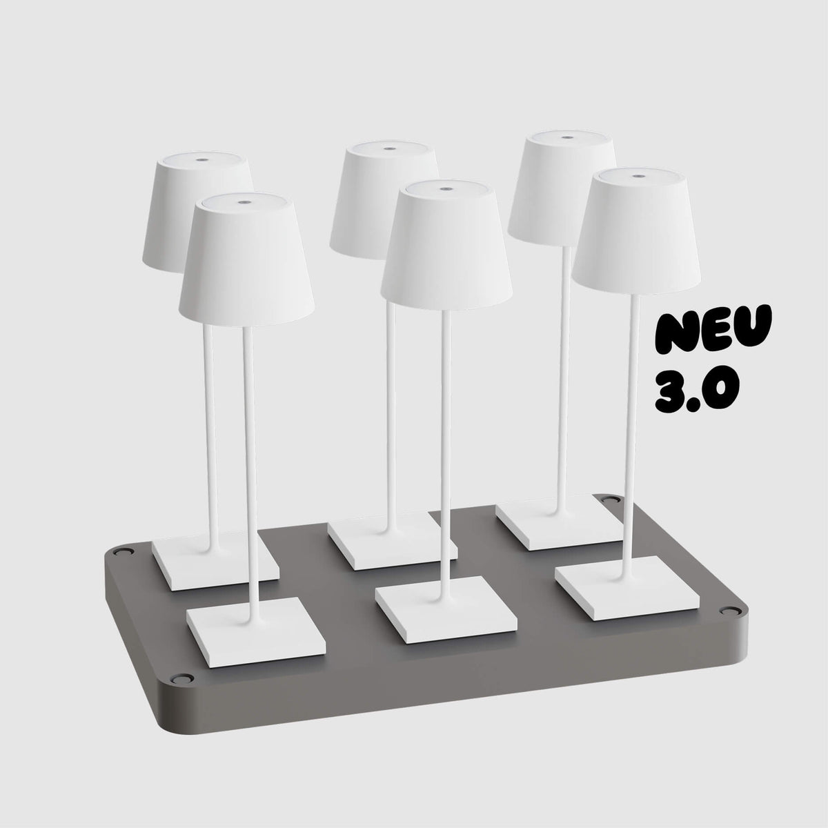 Sigor Nuindie 3.0 Akku-Tischleuchte als 6er-Set mit Ladestation in #Farbe_Schneeweiss