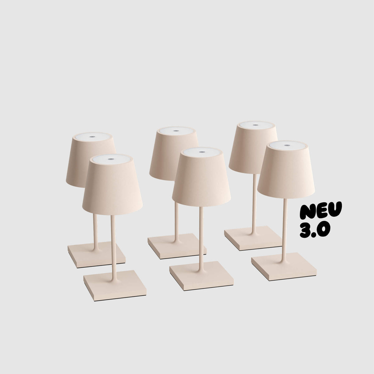 6er Bundle der Sigor Nuindie 3.0 Mini Akku-Tischleuchte in #Farbe_Dünenbeige