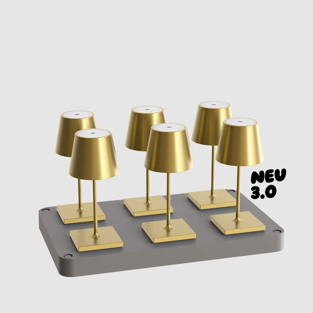 6er-Bundle der Sigor Nuindie 3.0 Mini Akku-Tischleuchte mit Ladestation in #Farbe_Gold