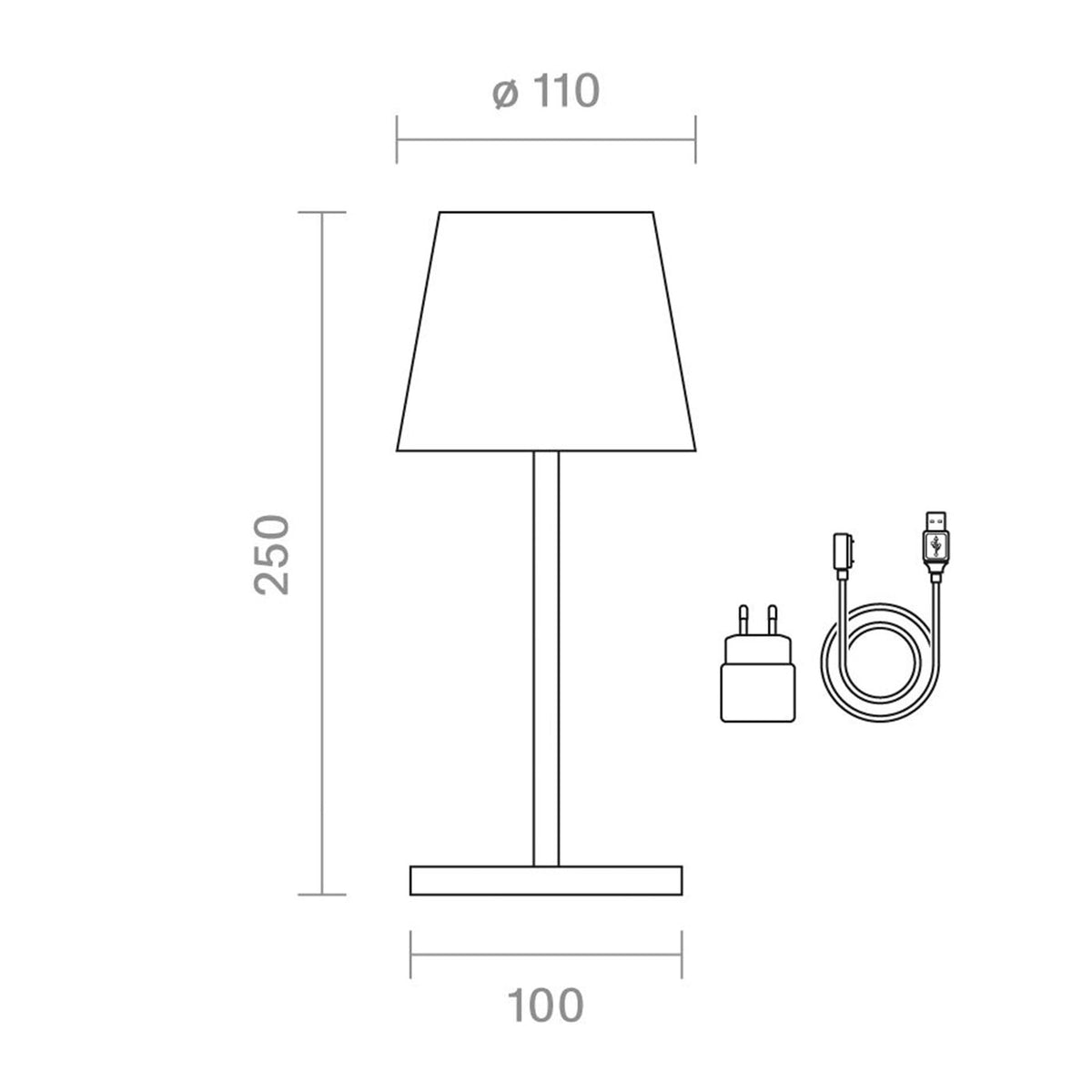 Abmessungen der Sigor Nuindie Mini Akku-Tischleuchte