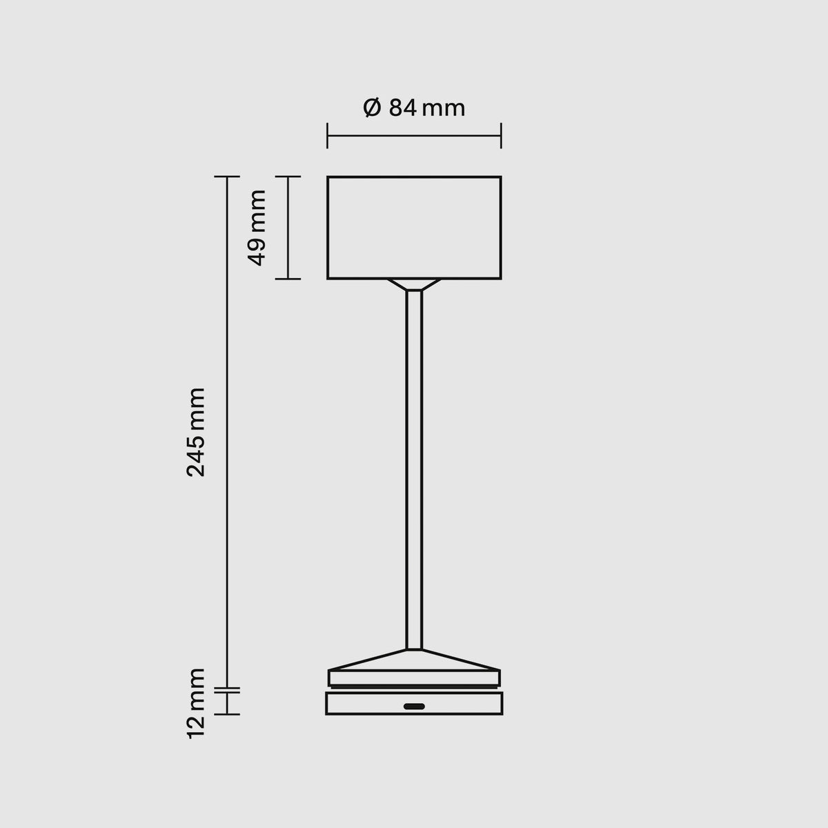 Die Abmessungen der Sigor Veluna Remote Akku-LED-Tischleuchte